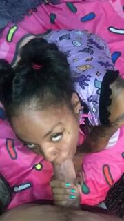 Ebony Babe Shows Off BWC in POV Blowjob